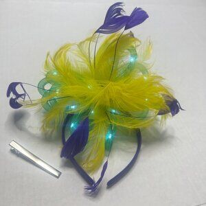 Fascinators Mardi Gras Feather Headband Mardi Gras Lighted Headband